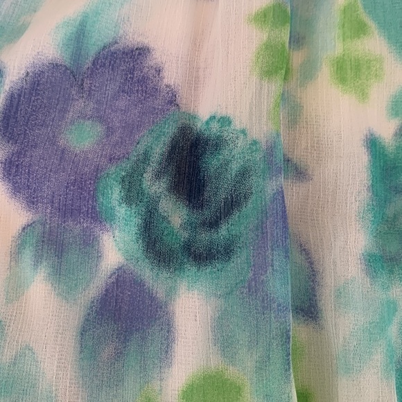 Massini Shirred Floral Blouse Flutter Angel Sleeves Size Large - Picture 6 of 12